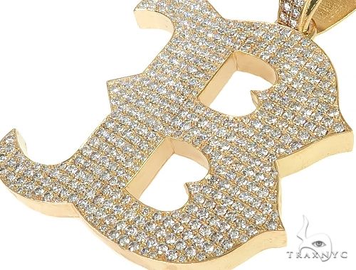 14K Gold Custom Made B Initial Diamond Pendant, photo 4 of 6