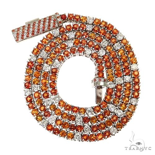 Custom Made Barrel Lock Sapphire Diamond Tennis Chain 67478 - Image 1