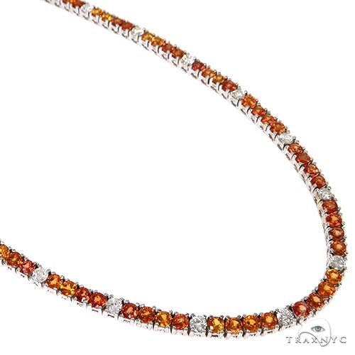 Custom Made Barrel Lock Sapphire Diamond Tennis Chain 67478 - Image 2