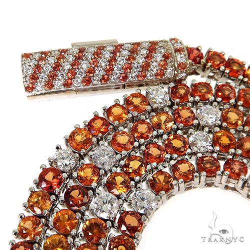 Custom Made Barrel Lock Sapphire Diamond Tennis Chain 67478 - Image 3