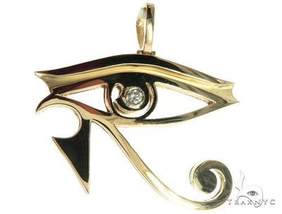 Custom Made Bezel Diamond Eye of Horus Pendant Egyptian Evil Eye 63812 - Image 1