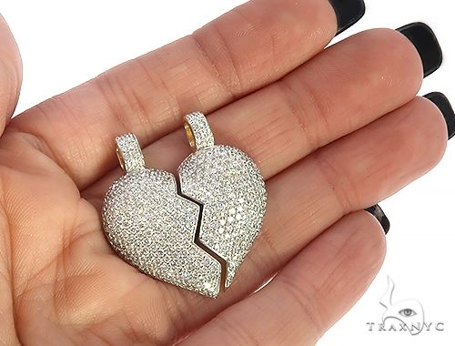 Custom Made Broken Heart Diamond Pendant 65655 - Image 9