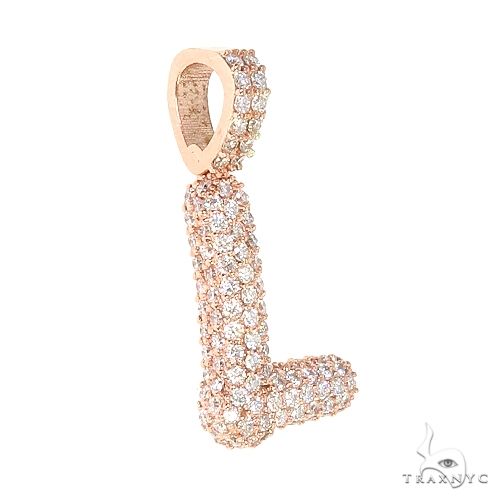 14K Gold Custom Made Bubble Letter Diamond Pendant, photo 2 of 5