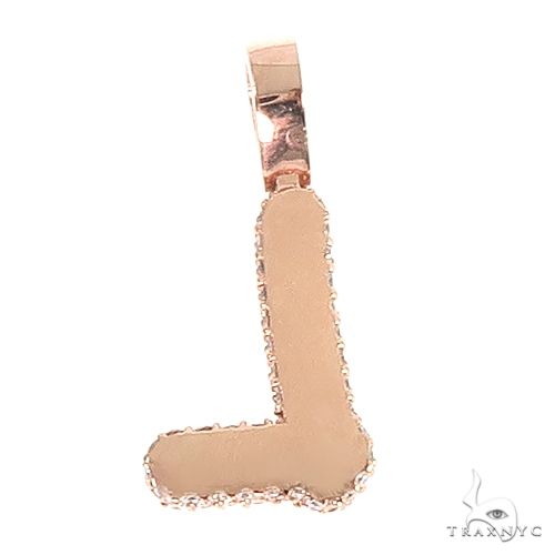 14K Gold Custom Made Bubble Letter Diamond Pendant, photo 3 of 5