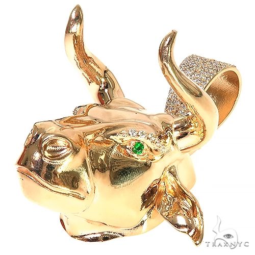 14K Gold Custom Made Bull Pendant, photo 3 of 6