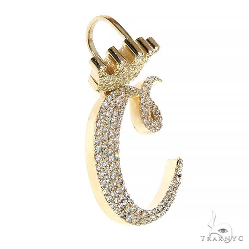 Custom Made 'C' Diamond Crown Pendant 66704 - Image 2