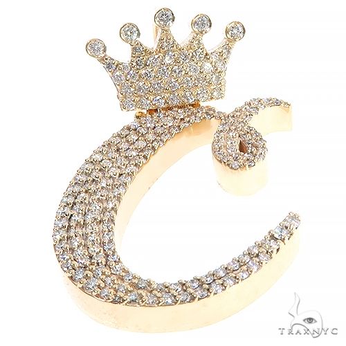 Custom Made 'C' Diamond Crown Pendant 66704 - Image 4