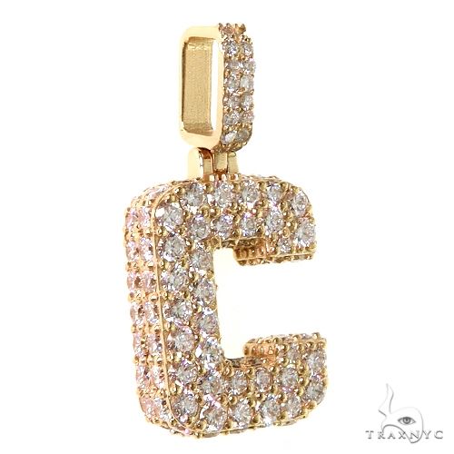 14K Gold Custom Made 'C' Initial Lab-Grown Diamond Pendant, photo 2 of 7