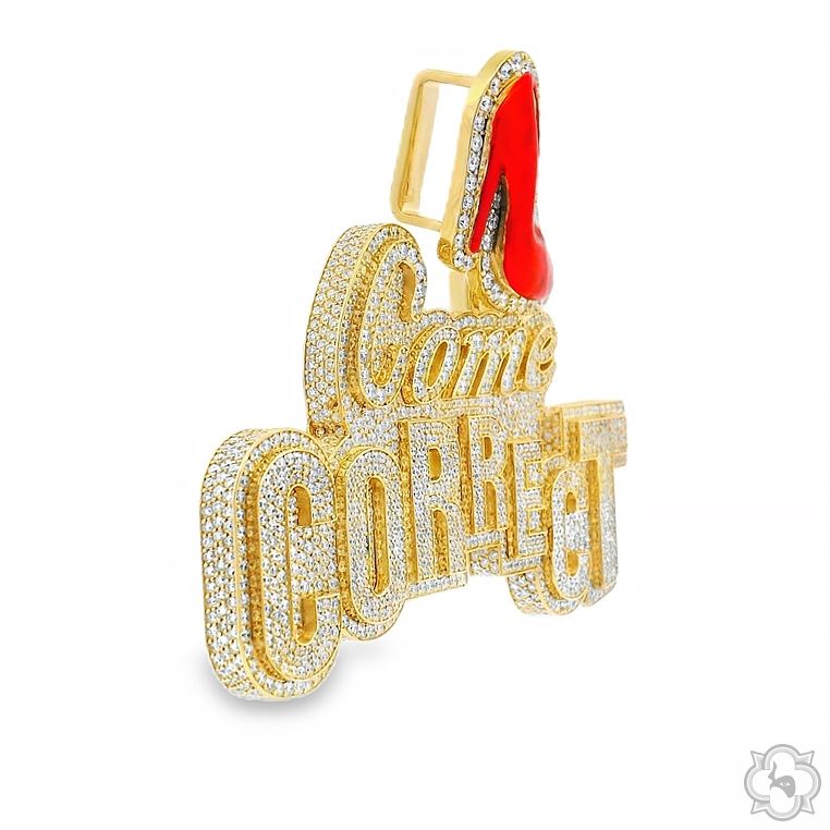 10K Gold Custom Made Come Correct Diamond Pendant, photo 3 of 9