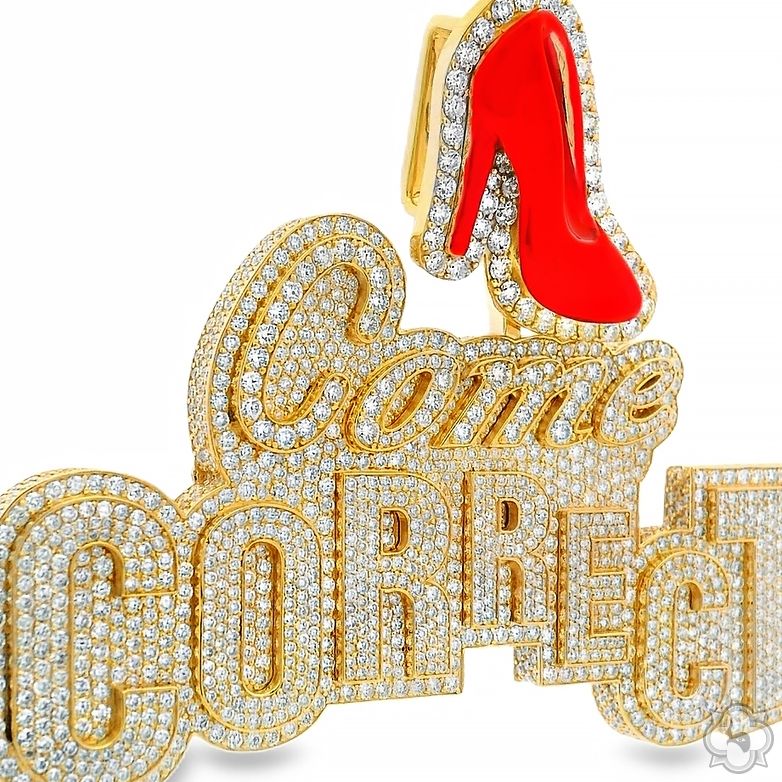 10K Gold Custom Made Come Correct Diamond Pendant, photo 4 of 9