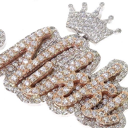 Custom Made Crown Name Diamond Pendant 67250 - Image 3