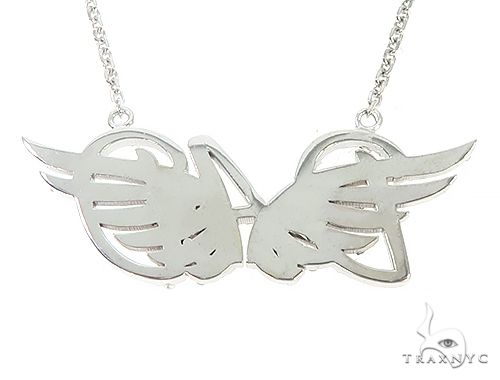 14K Gold Custom Made DAD Pendant With Angel Wings, photo 3 of 7
