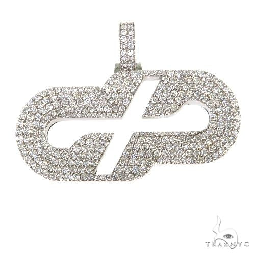 Custom mens diamond pendant, high-relief cluster setting – front view