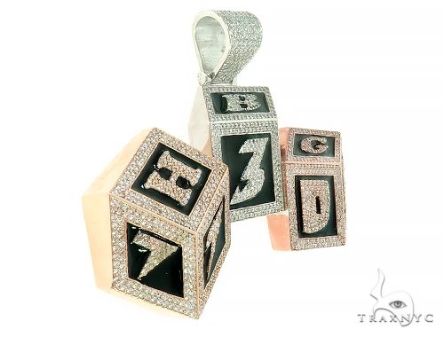 Custom Made Diamond 3 Blocks 730 Pendant 65784 - Image 2