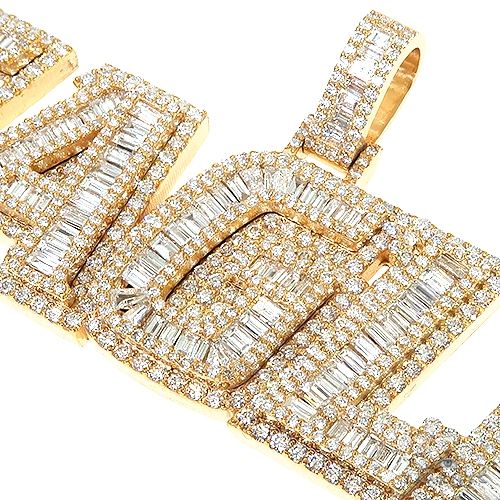 Custom Made Diamond Baguette Name Pendant 67190 - Image 3