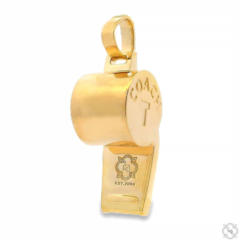 14K Gold Custom Made Lab-Grown Diamond Coach Whistle Pendant, photo 4 of 7