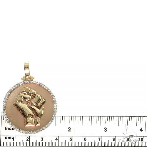 Custom Made Diamond Frame 14K Solid Gold People Power BLM Pendant, photo 6 of 7