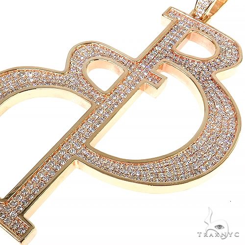 14K Gold Custom Made Diamond Initial Pendant, photo 3 of 6