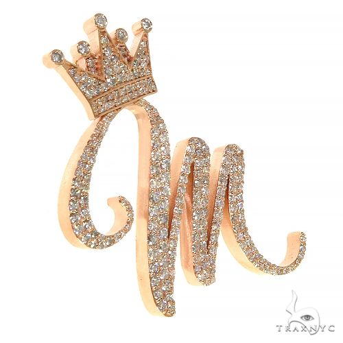 14K Gold Custom Made Diamond Initial Pendant, photo 2 of 7