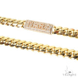 14K Gold Custom Made Diamond Lock Miami Cuban Link Chain 67242