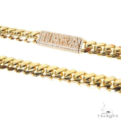 14K Gold Custom Made Diamond Lock Miami Cuban Link Chain