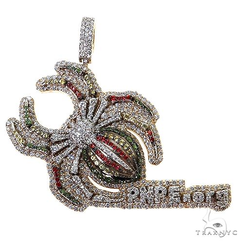 Custom diamond logo pendant in 14k two-tone gold with round-cut diamonds – front view