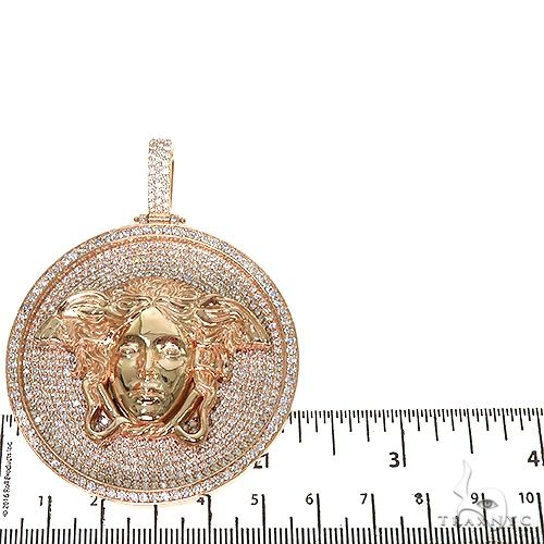 14K Gold Custom Made Diamond Medusa Pendant, photo 5 of 6
