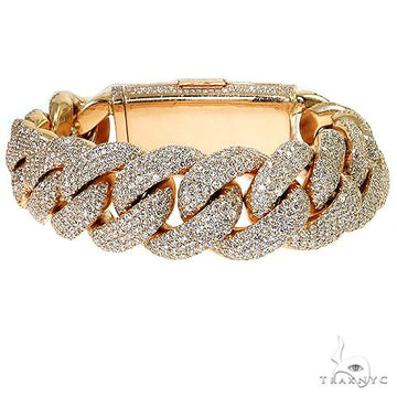 Yellow gold Miami Cuban bracelet with pavé diamond links, 8.75-inch custom fit.