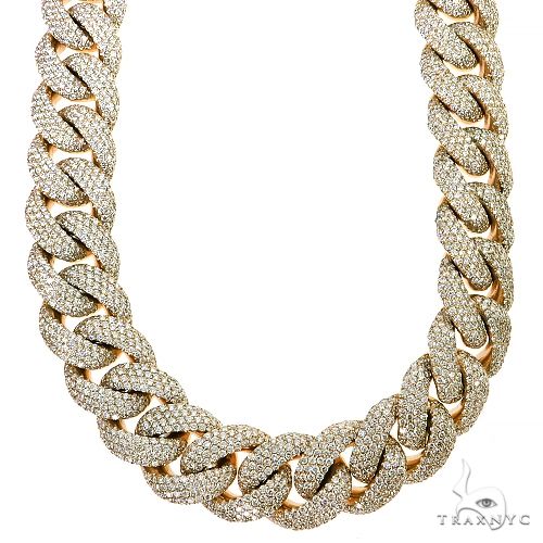 Yellow gold Miami Cuban chain with custom diamond iced links, 30 inches long