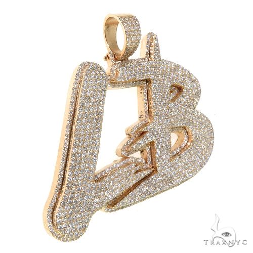 Rose gold custom initial pendant encrusted with diamonds, bold and stylish design