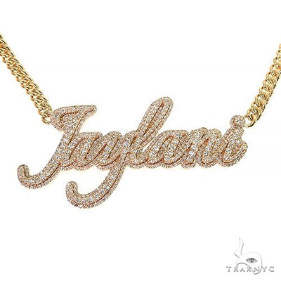 14K Gold Custom Made Diamond Name Pendant