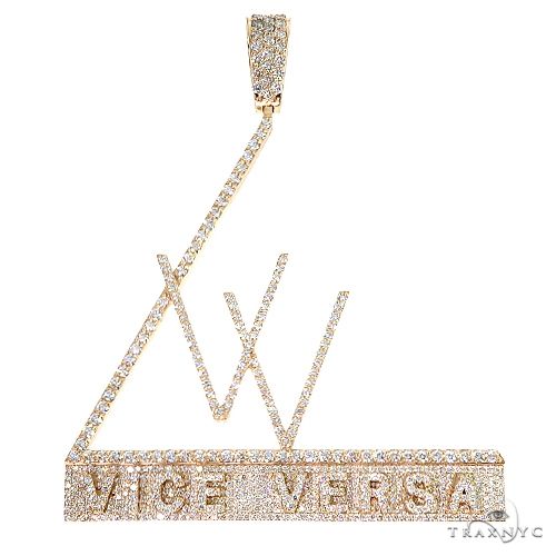Custom diamond pendant in 14k yellow gold – front-facing view showing stone setting and bail detail