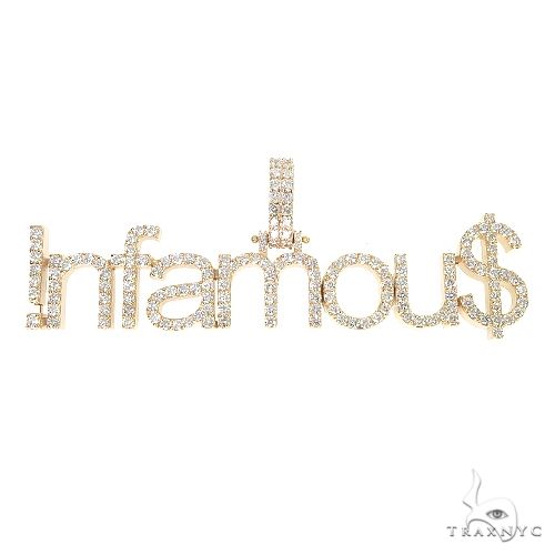 Custom diamond pendant with 5.01 ct round cut stones, front-facing view showing stone layout and setting detail