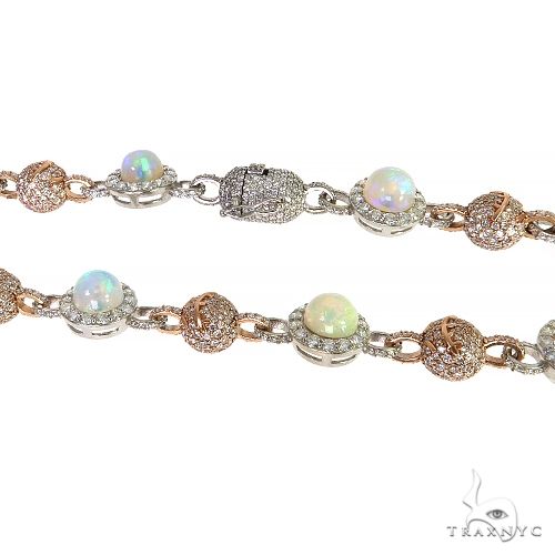 Custom Made Diamond Pendant With Galaxy Opal Chain Set 68008 | TraxNYC