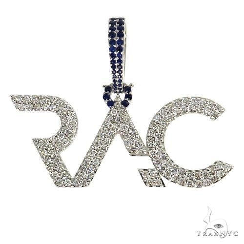Custom diamond pendant with round cut stones, front-facing view showing full diamond coverage