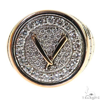 Custom diamond razor ring in 14k gold – round cut diamonds set across blade-edged band, front angle