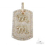 Custom Made Dog Tag 'MM' Initial Diamond Pendant 67196 - Image 1