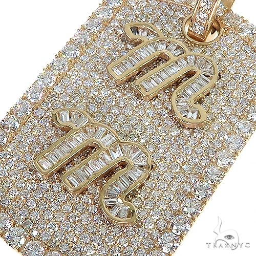10K Gold Custom Made Dog Tag 'MM' Initial Diamond Pendant, photo 3 of 6