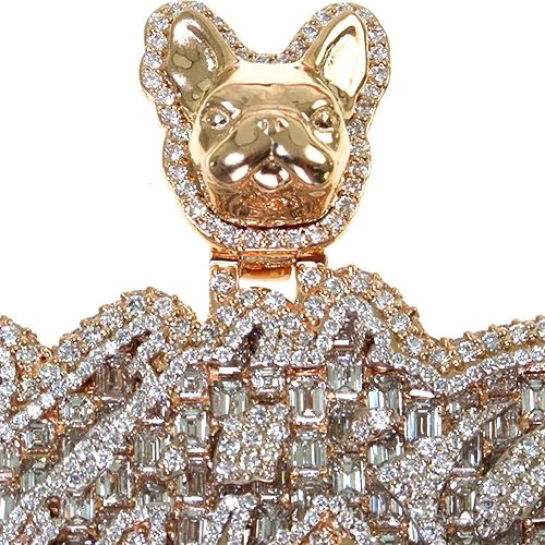 Custom Made Emerald Diamond Bulldog Ball Diamond Name Pendant 67572 - Image 3