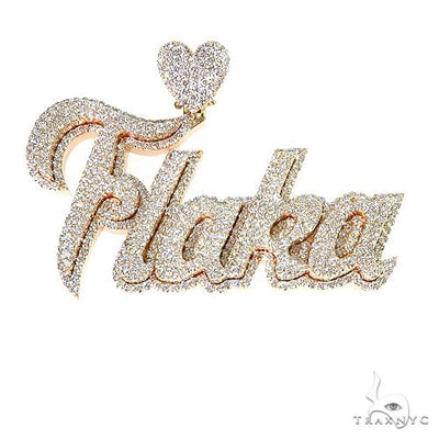 14K Gold Custom Made 'FLAKA' Diamond Name Pendant