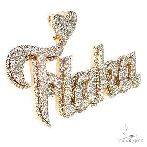14K Gold Custom Made 'FLAKA' Diamond Name Pendant, photo 2 of 7