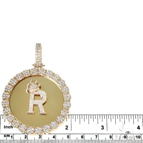 Custom Made Flower Frame 'R' Diamond Pendant 67061 - Image 5