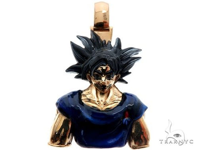 Custom Made Goku Anime Manga Character Solid Gold Pendant 64568 - Image 1