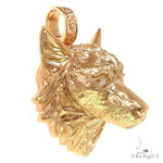Custom Made Gold Wolf Head Pendant 68804 - Image 2