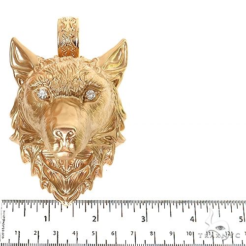 Custom Made Gold Wolf Head Pendant 68804 - Image 6