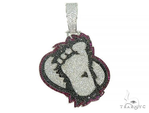 Custom diamond gorilla footprint pendant with pavé-set stones across raised silhouette, front view