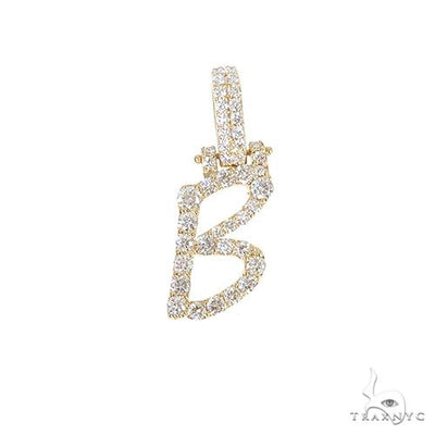 14K Gold Custom Made Initial 'B' Diamond Pendant