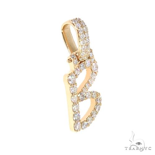 14K Gold Custom Made Initial 'B' Diamond Pendant, photo 2 of 6