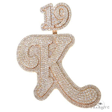 14K Rose Gold Custom Made Initial Diamond Pendant