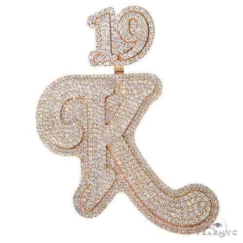 14K Rose Gold Custom Made Initial Diamond Pendant